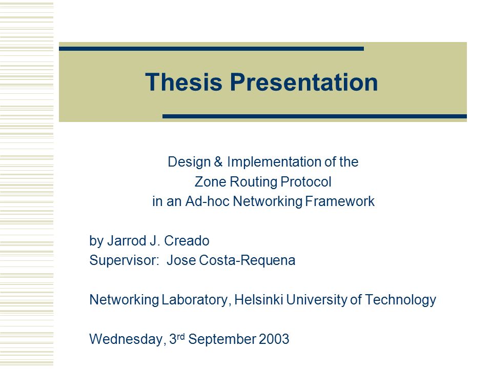 Different Types of Projects for a Network Thesis
